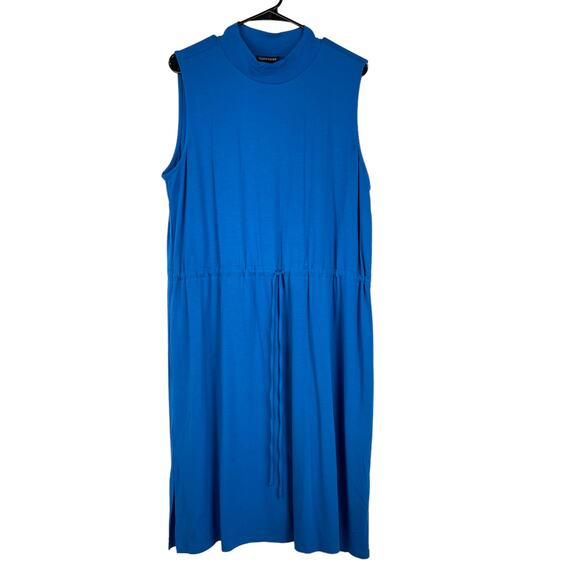 Eileen Fisher NWT Mock Neck Drawstring Tie Waist Blue Marne Size XS Sleeveless - Picture 1 of 9